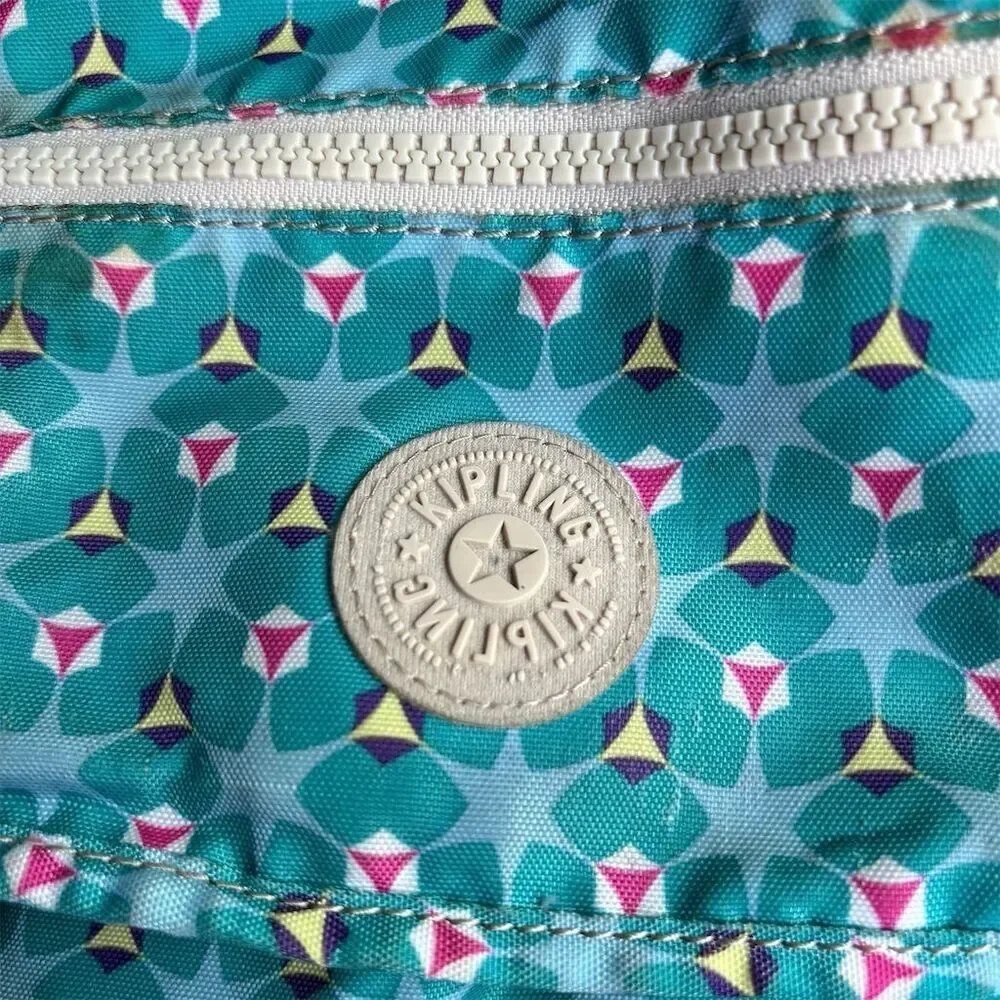 Kipling Crossbody Bag‎ Clover Blue Geometric with Monkey Keychain
